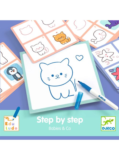 Djeco Rajzolás lépésről lépésre Állatkölykök - Eduludo Step by step Babies and Co