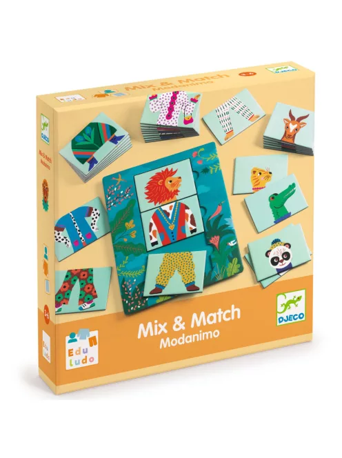 Djeco Fejlesztőjáték Állatdivat 54 db-os - Eduludo Mix and Match Modanimo