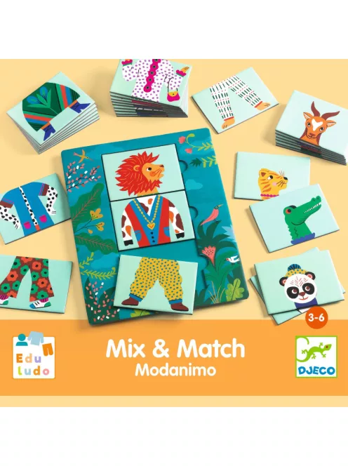Djeco Fejlesztőjáték Állatdivat 54 db-os - Eduludo Mix and Match Modanimo