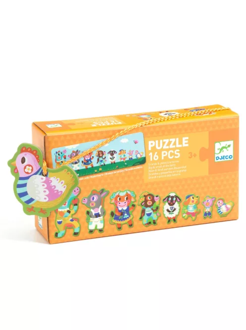 Djeco Sorozatkirakó puzzle Nagyok és kicsik a tanyán 16 db-os - Big and small on the farm