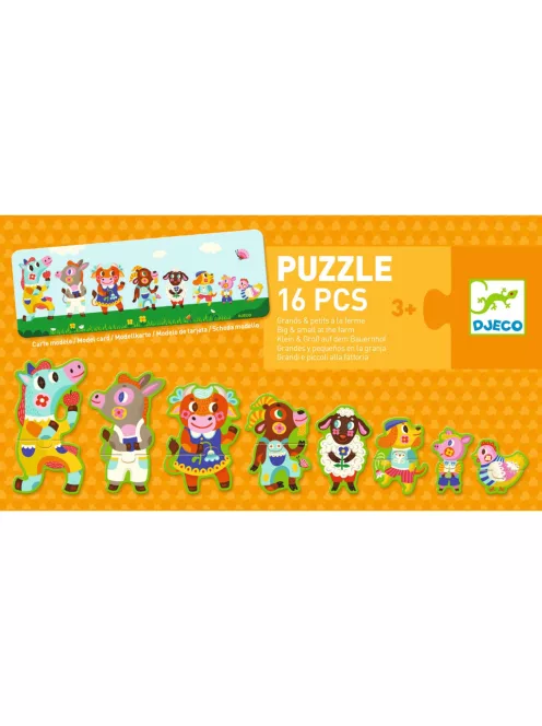 Djeco Sorozatkirakó puzzle Nagyok és kicsik a tanyán 16 db-os - Big and small on the farm