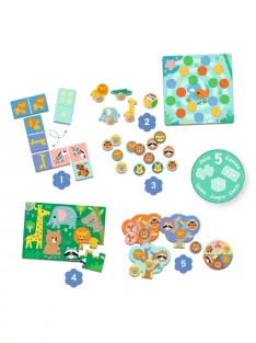   Djeco Társasjáték 5 az 1-ben Vadállatok - Wild animals, 5 GAMES
