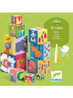   Djeco Toronyépítő kocka Mulatságos építő - 10 funny blocks