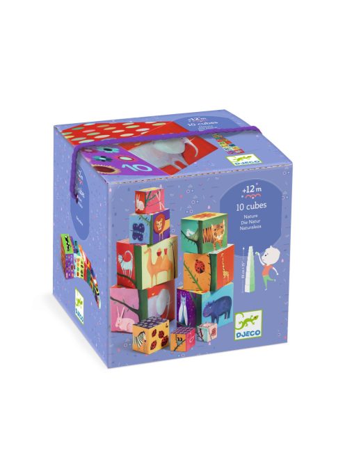 Djeco Toronyépítő kocka Természet és állatok - 10 nature & animal blocks