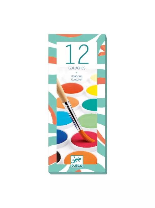Djeco Gouache festék - 12 klasszikus szín