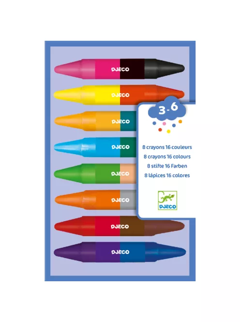 Djeco 8 duplavégű zsírkréta - 8 twins crayons