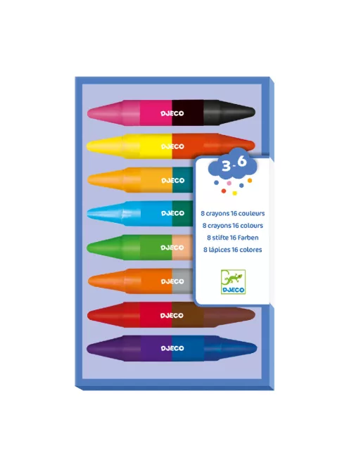 Djeco 8 duplavégű zsírkréta - 8 twins crayons