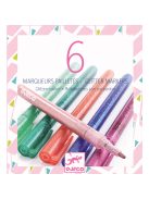 Djeco Csillám filctoll 6 színben - 6 glitter markers sweet