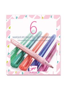 Djeco Csillám filctoll 6 színben - 6 glitter markers sweet