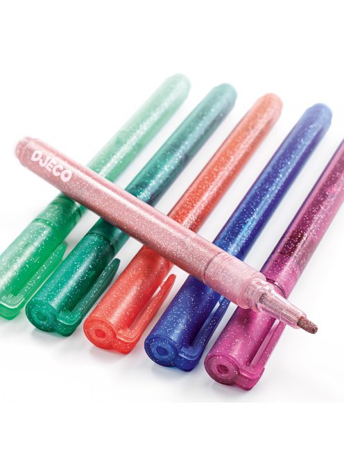 Djeco Csillám filctoll 6 színben - 6 glitter markers sweet
