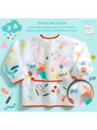 Djeco Kötény zsebbel Matrica és ceruza mintás - Apron with pocket Stickers and pencils