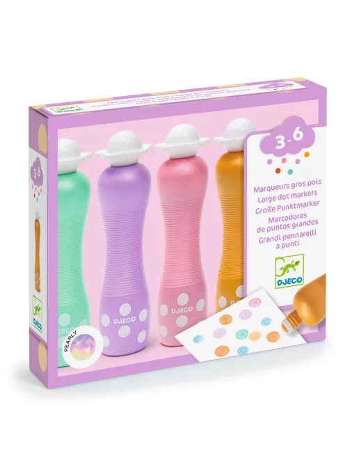 Djeco Marok filc készlet 4 gyöngyház színben Pontozó színezés - Large dot markers