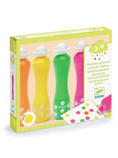   Djeco Marok filc készlet 4 fluoreszkáló színben Pontozó színezés - Large dot markers