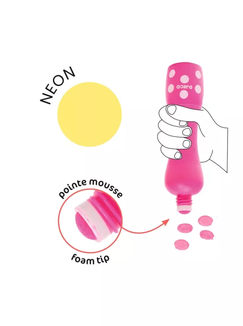 Djeco Marok filc készlet 4 fluoreszkáló színben Pontozó színezés - Large dot markers