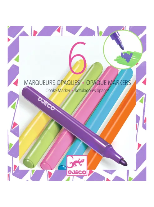 Djeco Filctoll készlet 6 fedő szín "80-as évek" - 6 opaque markers