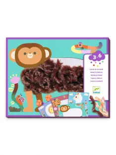   Djeco Kollázs műhely Bolyhos barátok gyapjúval és tépőzárral - Wool and Velcro Fluffy friends!