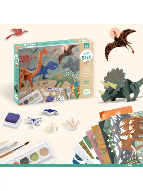 Djeco Kreatív műhely, 6 technika 1 dobozban - Dinoszauruszok világa 