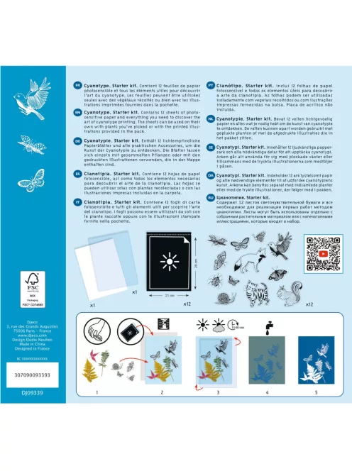 Djeco Design by Művészeti műhely Napnyomat kezdő készlet - Cyanotype Starter Kit