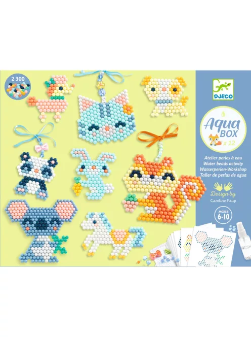 Djeco Artistic Aqua Vizes gyöngykirakó készlet Bundás barátok - Furry friends