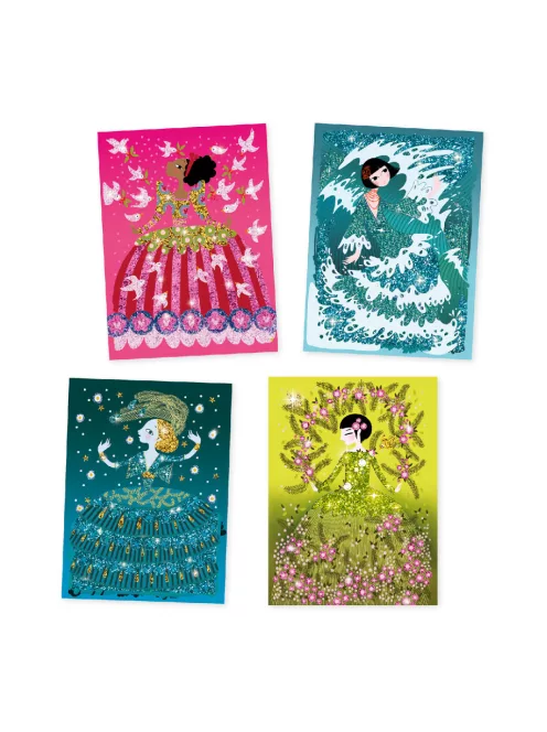 Djeco Csillámkép készítő - Csillogó ruhák - Glitter dresses