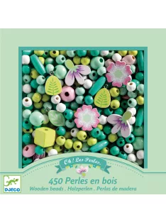   Djeco Fagyöngyök Levelek és virágok - Wooden beads leaves and flowers