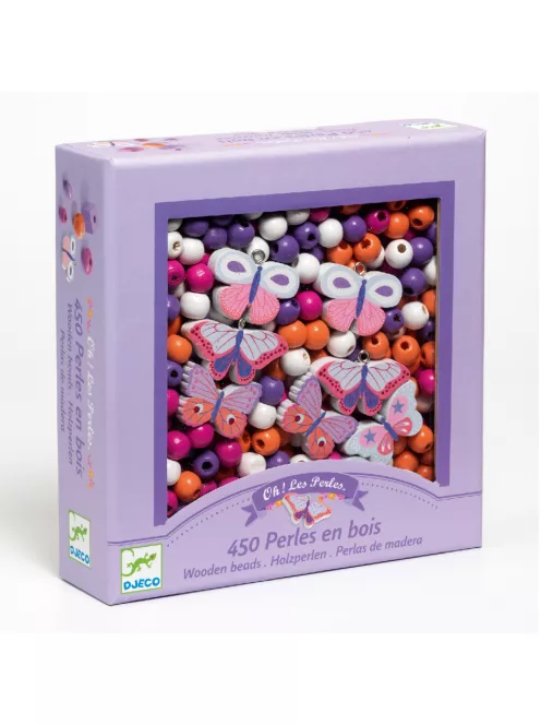 Djeco Fagyöngyök Pillangók - Wooden beads buterflies