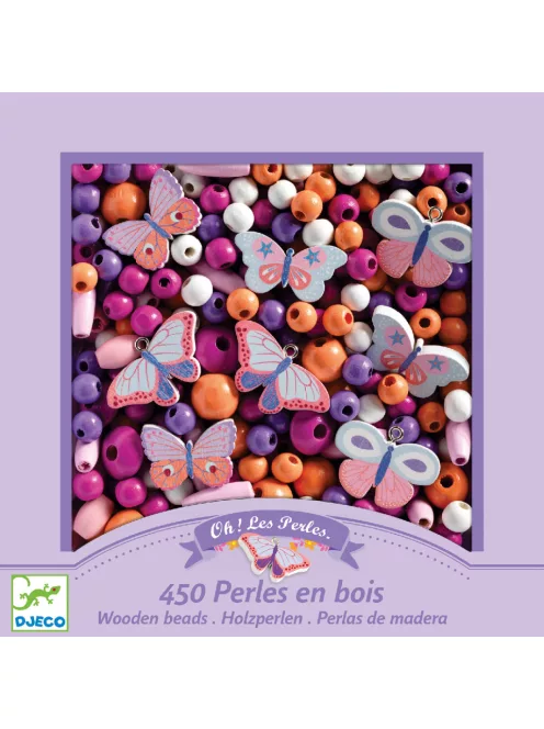 Djeco Fagyöngyök Pillangók - Wooden beads buterflies