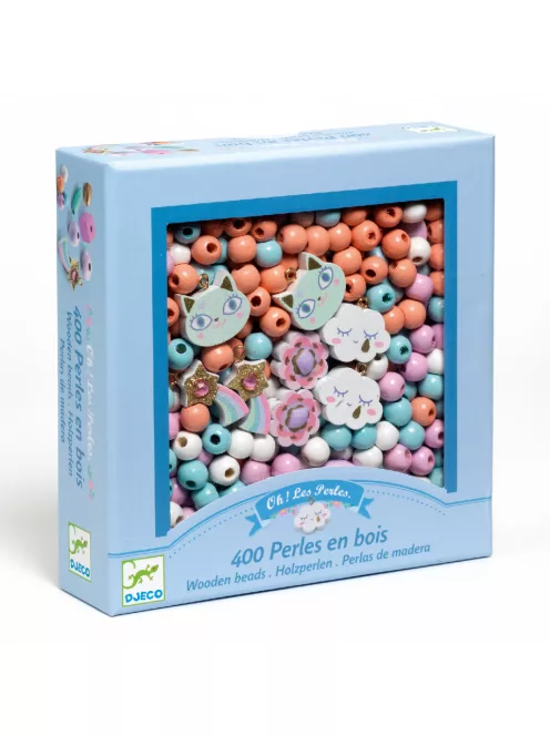 Djeco Fagyöngyök - Szivárvány - Wooden beads, Rainbow