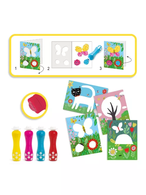 Djeco Képkészítő pöttyökkel Rajzolás színes pöttyökkel - Small dots