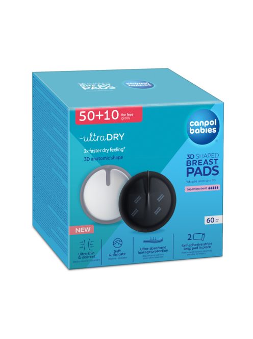 Canpol babies Formázott légáteresztő melltartóbetét 3D 50+10db fekete