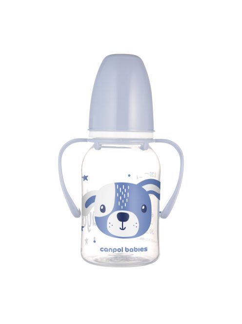 Canpol babies Keskeny nyakú cumisüveg fogantyúval, CUTE ANIMALS, 120 ml, kutya