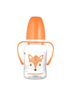   Canpol babies Keskeny nyakú cumisüveg fogantyúval, CUTE ANIMALS, 120 ml, róka