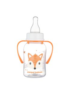   Canpol babies Keskeny nyakú cumisüveg fogantyúval, CUTE ANIMALS, 120 ml, róka