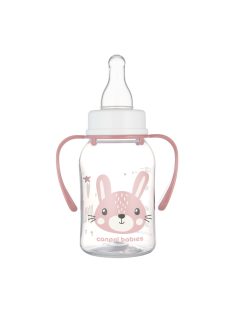   Canpol babies Keskeny nyakú cumisüveg fogantyúval, CUTE ANIMALS, 120 ml, nyuszi