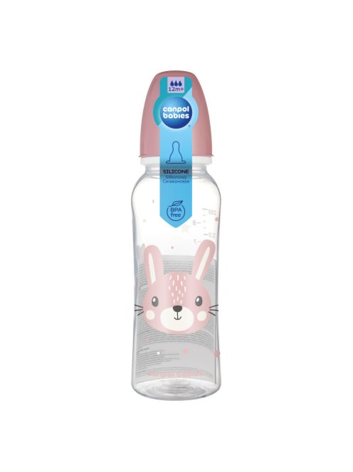 Canpol babies Keskeny nyakú cumisüveg, CUTE ANIMALS, 250 ml - nyuszi