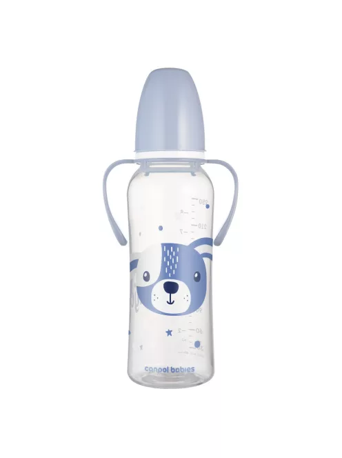 Canpol babies Keskeny nyakú cumisüveg fogantyúval, CUTE ANIMALS, 250 ml, kutya