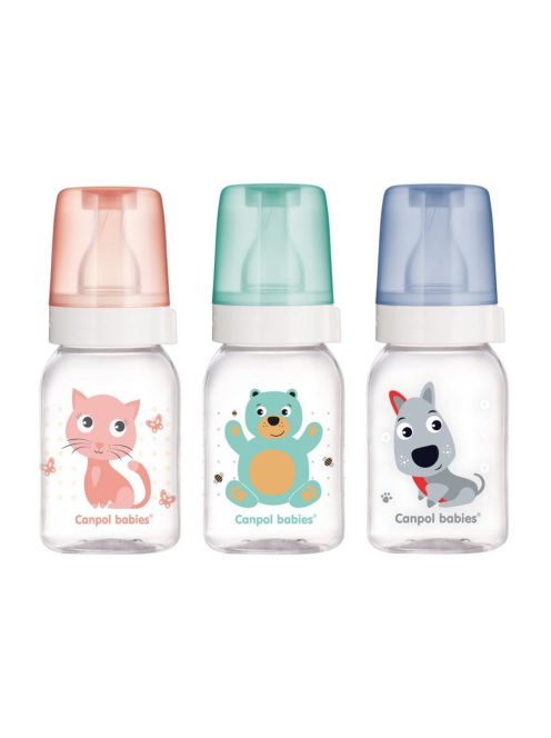 Canpol babies Keskeny cumisüveg, 120 ml, CUTE ANIMALS