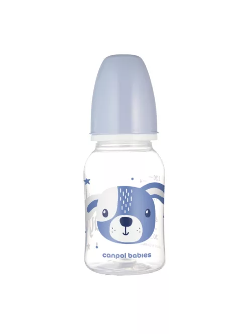 Canpol babies Keskeny nyakú cumisüveg CUTE ANIMALS 120ml - Blue