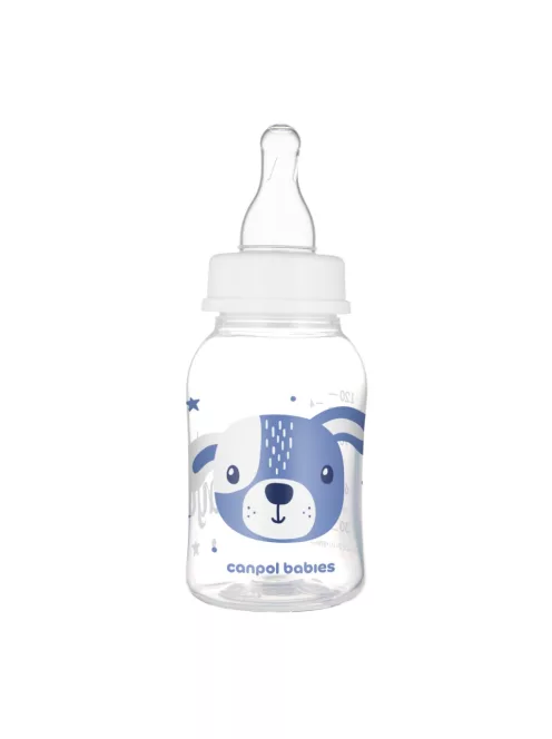Canpol babies Keskeny nyakú cumisüveg CUTE ANIMALS 120ml - Blue
