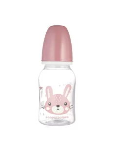   Canpol babies Keskeny nyakú cumisüveg CUTE ANIMALS 120ml - Pink
