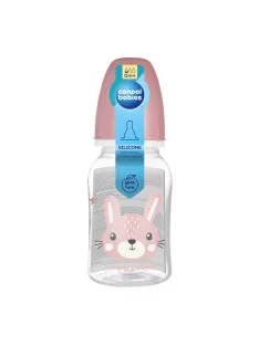   Canpol babies Keskeny nyakú cumisüveg CUTE ANIMALS 120ml - Pink