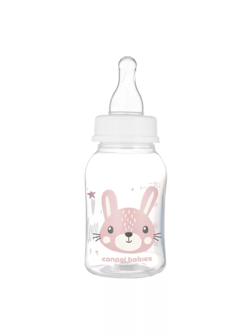 Canpol babies Keskeny nyakú cumisüveg CUTE ANIMALS 120ml - Pink