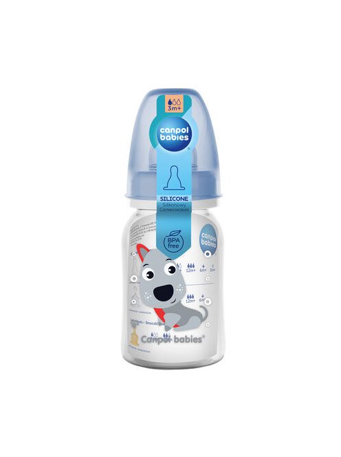 Canpol babies Keskeny cumisüveg, 120 ml, CUTE ANIMALS