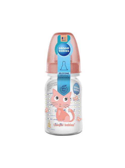 Canpol babies Keskeny cumisüveg, 120 ml, CUTE ANIMALS