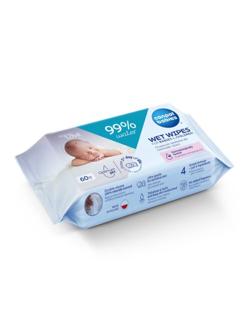 Canpol babies Nedves törlőkendő 99% víztartalommal 60db