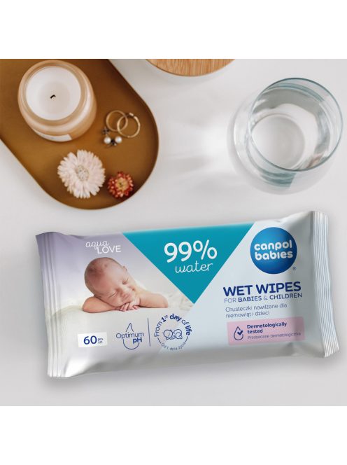 Canpol babies Nedves törlőkendő 99% víztartalommal 60db