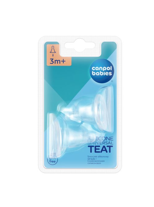 Canpol babies Univerzális, szilikon változó áramlású etetőcumi, keskeny cumisüveghez, 3hó+, 2 db