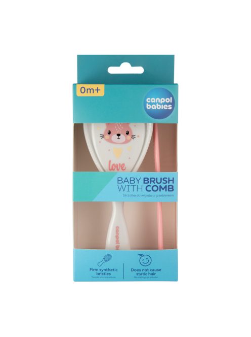 Canpol babies Baba kefe és fésű CUTE ANIMALS rózsaszín