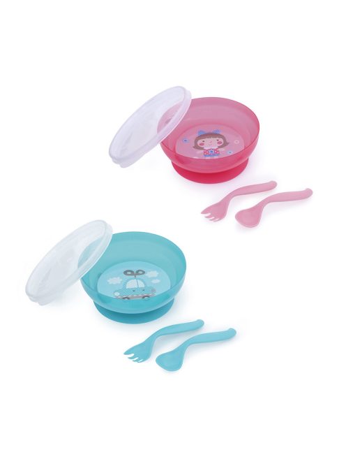 Canpol babies Tál evőeszközökkel és fedővel, 350ml, TOYS