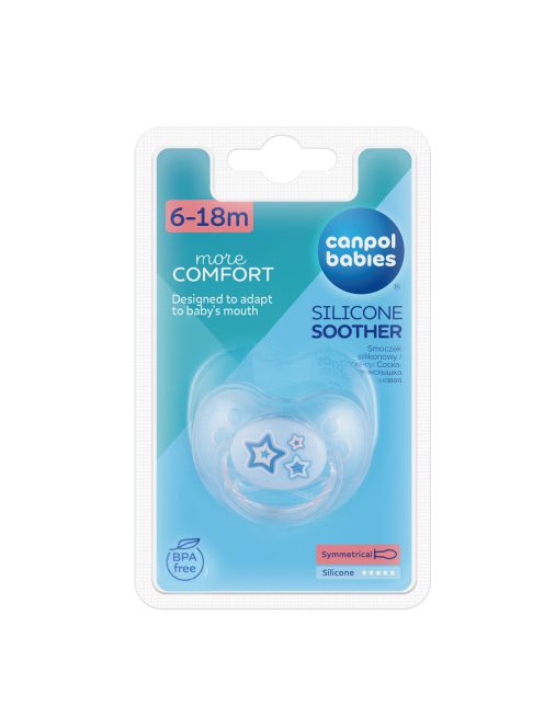Canpol babies Szilikon szimmetrikus cumi, 6-18hó, NEWBORN BABY - kék